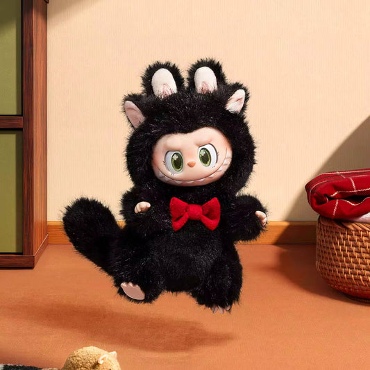 Colorful THE MONSTERS Cat Mode On vinyl plush pendants and blind-box packaging shown by ToyBeta