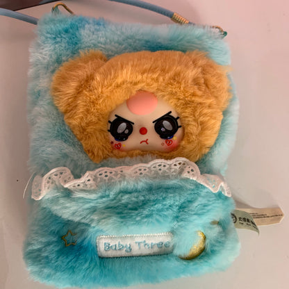 Baby Three Phone Bag Plush - Mint and Brown