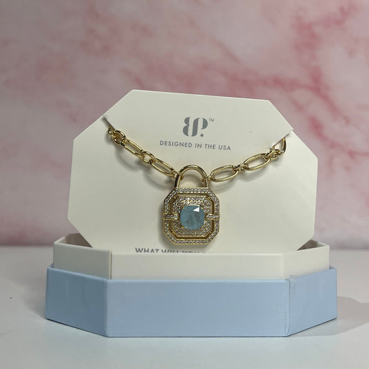 Aquamarine & Gold Lock Set