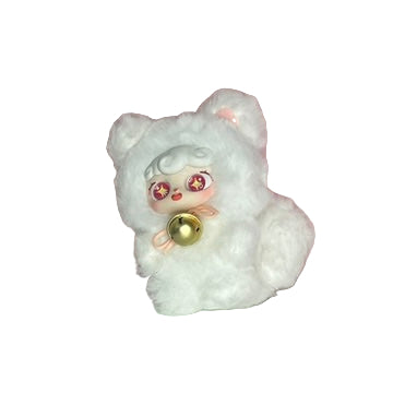 Lucky Meow IV Plush Series - With Body Plush Keychain - White Cat (Revealed)