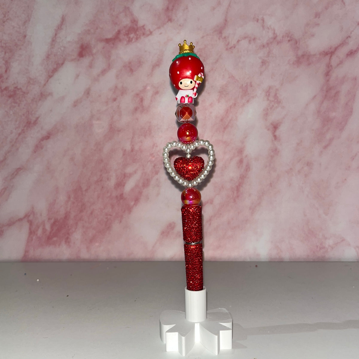 Red Hood Heart Sparkle Beadable Pen