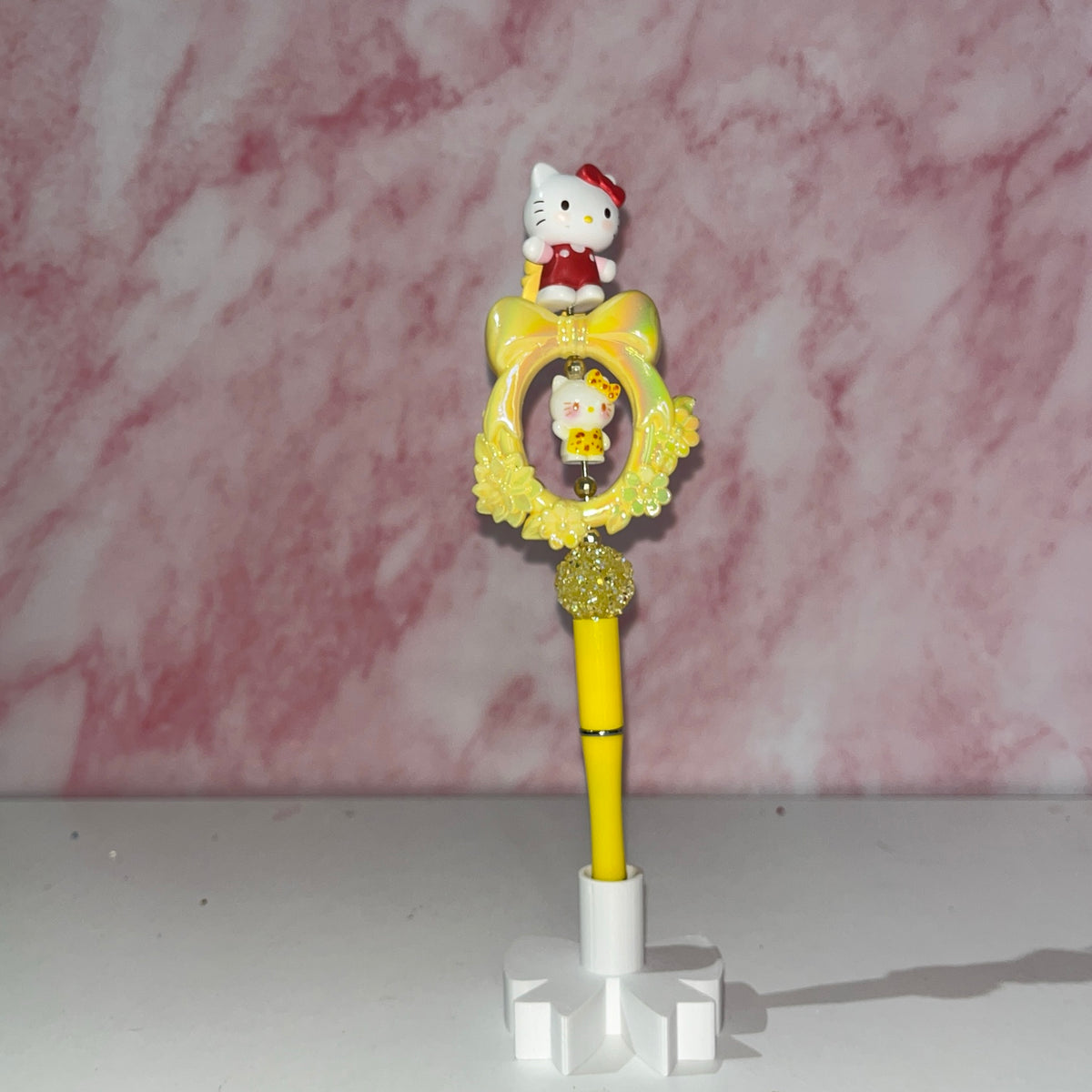 Yellow Flower Kitty Beadable Pen